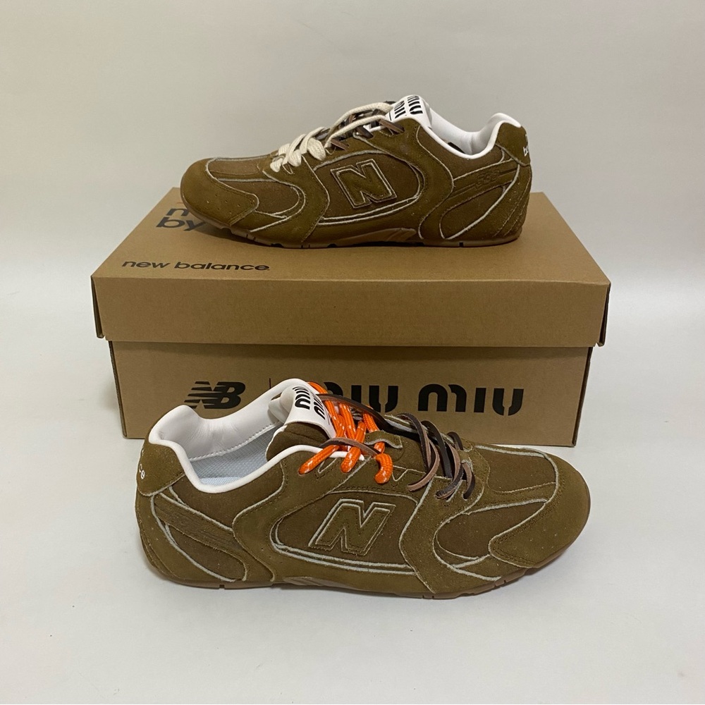 Miu Miu Brown Athletic Shoes Retro-Inspired Design🌸🍎🌊🍇